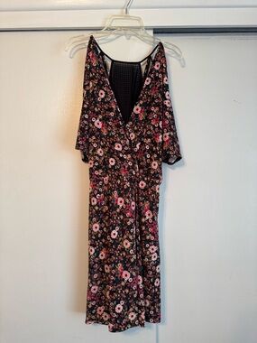 BCBGeneration Black Midi Dress with Pink Floral Pattern